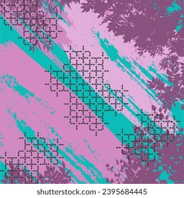 printed square scarf design with abstrct floral pattern