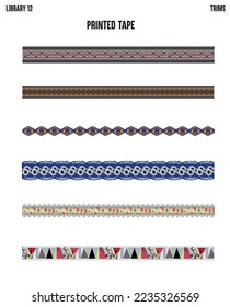 PRINTED TAPES AND RIBBON FOR GARMENTS ACCESSORIES VECTOR SKETCH