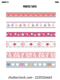 PRINTED TAPES AND RIBBON FOR GARMENTS ACCESSORIES VECTOR SKETCH