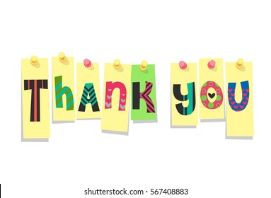 Printed 'Thank you' sticker vector graphic