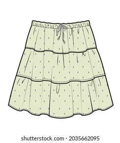 PRINTED TIERED OR LAYERED SKIRT FOR GIRLS WEAR svg