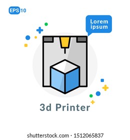 Printer 3D Flat icon. Used For web, logo, mobile app, User Interface