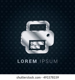 Printer 3D silver/platinum metallic chromium precious Icon / Logo Design