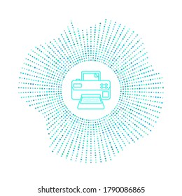 Printer in badge with blue dots