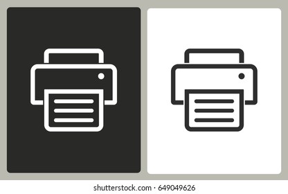 Printer - black and white vector icons. Illustration isolated for graphic and web design.