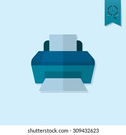 Printer. Business and Finance, Single Flat Icon. Simple and Minimalistic Style. Vector