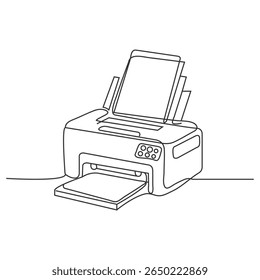 Impressora ou vetor de desenho animado e ilustração, preto e branco, desenhado à mão, estilo de esboço, isolado no fundo branco. Impressão de vetor desenhado à mão em estilo de desenho animado de doodle.