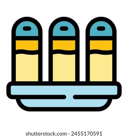 Vector de contorno de icono de cartucho de impresora. Tinta de tóner. Máquina de arte color plano