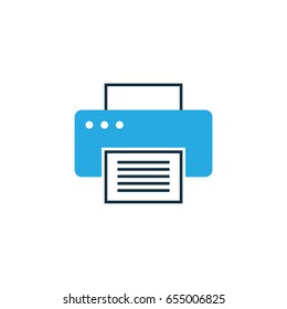 Printer Colorful Icon Symbol. Premium Quality Isolated Print Element In Trendy Style.