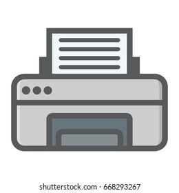 Printer colorful line icon, fax and office, vector graphics, a filled pattern on a white background, eps 10.