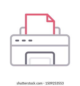 printer colour line vector icon