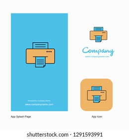 Printer Company Logo App Icon and Splash Page Design. Creative Business App Design Elements