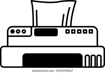 A printer with a cover in line drawing style