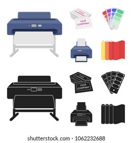 Printer, credit card, color palette.Typography set collection icons in cartoon,black style vector symbol stock illustration web.