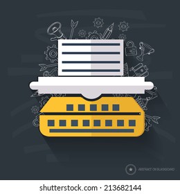 Printer design on blackboard background,clean vector