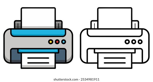 Printer Device Vector Outline Coloring Page For Kids