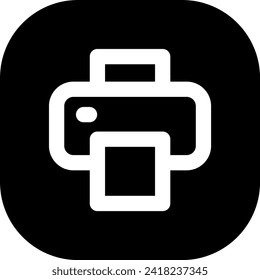 Printer devices icon with black filled line outline style. print, printer, machine, technology, paper, office, business. Vector Illustration