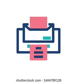 Printer with document design, Data archive storage organize business office and information theme Vector illustration