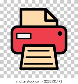 Printer document web icon, printout machine technology flat sign vector illustration .