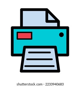 Printer document web icon, printout machine technology flat sign vector illustration .