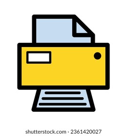 Printer document web icon, printout machine technology flat sign vector illustration .