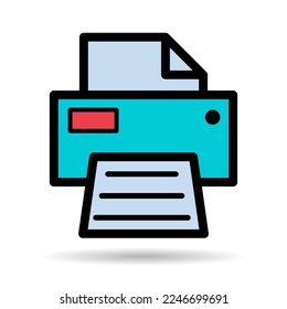 Printer document web shadow icon, printout machine technology flat sign vector illustration .