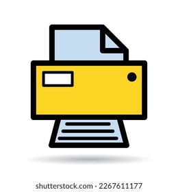 Printer document web shadow icon, printout machine technology flat sign vector illustration .