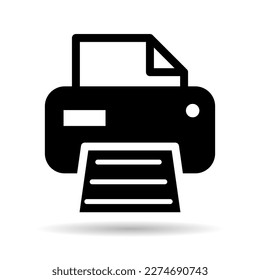 Printer document web shadow icon, printout machine technology flat sign vector illustration .