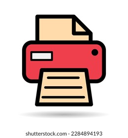 Printer document web shadow icon, printout machine technology flat sign vector illustration .