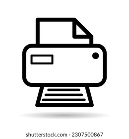 Printer document web shadow icon, printout machine technology flat sign vector illustration .