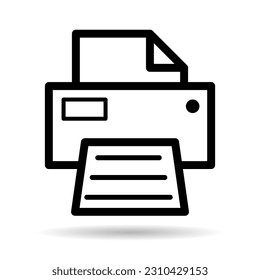 Printer document web shadow icon, printout machine technology flat sign vector illustration .