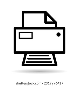 Printer document web shadow icon, printout machine technology flat sign vector illustration .