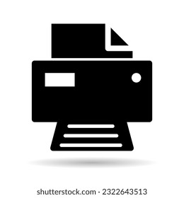 Printer document web shadow icon, printout machine technology flat sign vector illustration .