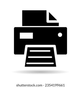 Printer document web shadow icon, printout machine technology flat sign vector illustration .