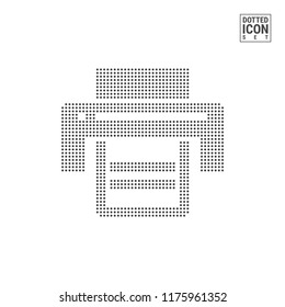 Printer Dot Pattern Icon. Printer or Fax Dotted Icon Isolated on White Background. Vector Illustration or Design Template. Can Be Used for Advertising, Web and Mobile UI.