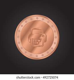 Printer embossed realistic bronze coin precious Icon / Logo Design
