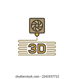 Printer Extruder vector 3D Printing concept colored icon or symbol