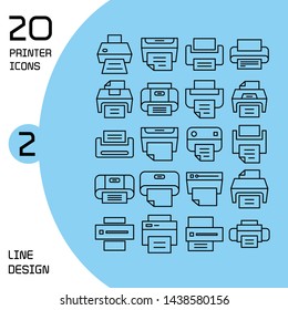 printer and fax icons line design