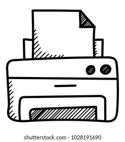 A printer or a fax machine doodle icon