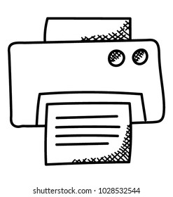 A printer or a fax machine doodle icon