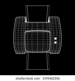 Printer or fax object. Wireframe low poly mesh vector illustration