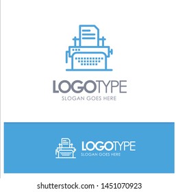 Printer, Fax, Print, Machine Blue Outline Logo Place for Tagline
