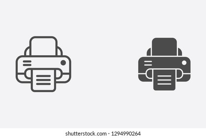 Printer filled and outline vector icon sign symbol
