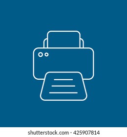 Printer Flat Icon On Blue Background