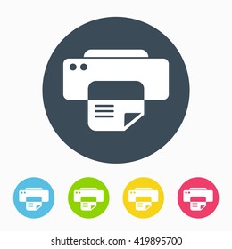 Printer Flat icon Vector with colors Variations
