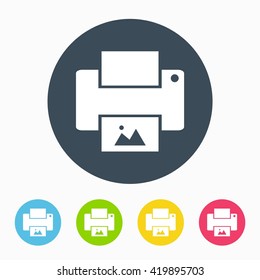 Printer Flat icon Vector with colors Variations
