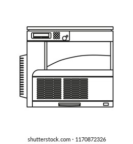 Printer flat line icon isolated on white background. Outline thin business equipment technology vector.