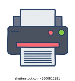 Printer flat multicolor icon isolated on white background. Print machine vector illustration.