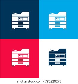 Printer four color material and minimal icon logo set in red and blue