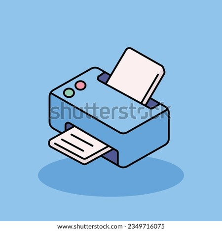 Printer Free vector cartoon icon illustration. Coworking Space icon concept isolated . flat cartoon style